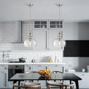 WUZUPS Chandelier Rustic Farmhouse Industrial Round Ceiling Pendant LED Light Fixture with Clear Glass Shades for Dining Room Kitchen Island Foyer Entryway, H 13" x W 10", E26 Base, Brushed Nickel by CozyNest Decor