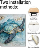 Coastal Sea Turtle Canvas Wall Art Turtle Nautical Ocean Theme Print Poster Framed Picture Painting for Home Beach House Bedroom Wall Decor 8x10 Inch by CozyNest Decor