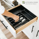 Premium Silverware, Flatware and Utensil Organizer for Kitchen Drawers, Food-Safe Contract Grade, Expandable from 10.5 to 19 In, Black Bamboo by CozyNest Decor