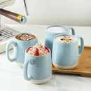 Hasense 15 Ounce Porcelain Coffee Mugs Set of 4 with Large Handle Perfect for Coffee, Tea, Milk, Chocolate and Latte, Unqiue Glaze Ceramic Coffee Cups Set for Man and Woman, Sky Blue by CozyNest Decor