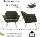Green Sherpa Accent Chair with Ottoman ，Modern Reading Chair with Ottoman Set, Comfy Fuzzy Armchair Living Room Chair Lounge Chair with Wood Legs for Small Spaces Bedroom Apartment by CozyNest Decor