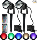 S SMIFUL Halloween Spot Lights Outdoor, RGB 5W 120V Waterproof Outdoor Spot Lights Remote Control Landscape Lighting Yard Uplights for Lawn, Yard, Trees, Garden, 6 FT Cord, US Plug, 2 Packs by GreenHaven Gardens
