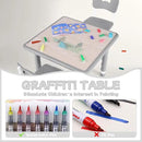 Toddler Table and Chair Set, Height Adjustable-Upgrade Kids Table and 2 Chairs for Ages 3-8, Multi-Activity Toddler Play Table with Graffiti Desktop for Home/Daycare/Classroom by CozyNest Decor