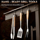 TIVOLI 3PCS Grilling Accessories, Heavy Duty BBQ Tool Set with Stainless Steel Spatula, Tongs, Fork, Wood Handles Barbecue Utensils Kit for Outdoor, Perfect Grill Gifts for Dad Men by GreenHaven Gardens