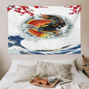 Houselerax Koi Fish Tapestry, Japanese Style Yin Yang Big Wave Cherry Blossoms Tapestries Wall Hanging for Bedroom Living Room Office Decor 60"x40" by CozyNest Decor