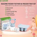 Silicone Baby Fruit Food Feeder & Mini Freezer Nibble Tray, Breastmilk Popsicle Molds for Baby Teething Relief, BPA Free Silicone Teething Toys Feeder for Safe Infant Self Feeding, Extra Food Pouches by TinyTreasures Baby Boutique