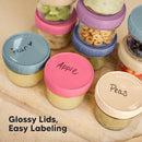 KeaBabies 6pk 4oz Glass Baby Food Containers with Lids - Leak-Proof, Microwavable Small Glass Jars, Baby Purees & Toddler Snack Storage Containers, BPA-Free, Dishwasher & Freezer Safe (Sunset) by TinyTreasures Baby Boutique