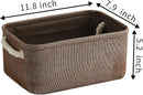 TheWarmHome Storage Basket for Organizing - 12x8x5 inch Small 6 Pack Collapsible Storage Bin for Shelves with Handles, Canves Storage Box for Cloth Closet Organizer Gift Toy (Brown) by TinyTreasures Baby Boutique