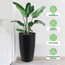 22" Tall Round Planter Set of 2, Self Watering Pots for Indoor Plants, Large Flower Pot Outdoor with Built-in Drainage and a Water Level Monitor, for Patio, Porch, Living Room, or Home Office, Black by GreenHaven Gardens