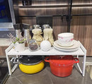 Expandable Cabinet Shelf Organizer 16-26" L Stackable Kitchen Counter Shelf Rack Stand Sink Riser Countertop Storage White (Normal 7.9”D) by CozyNest Decor