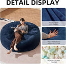 Bean Bag Chair 6Ft, Memory Foam Filled, Large Beanbag Chairs for Adults and Teens, Soft Sofa with Removable Flannel Cover, Round Couch for Living Room Bedroom College Dorm (Blue, 6FT-67×67"×24") by CozyNest Decor