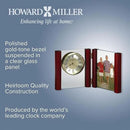 Howard Miller Alex Tabletop Clock, Wood Finish Side Columns Golden Analog Display | Battery Powered Quartz Alarm Movement Crystal Clock, Perfect for Office Room and Home Decor by CozyNest Decor
