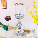 Hanjue Crystal Candle Holders for Pillar Candle, Metal Crystal Candle Holder for Home Decor, Centerpieces, Coffee Dining Table CH0509 (Silver (M)) by CozyNest Decor