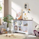Farmhouse 6 Cube Bookshelf, White Storage Organizer Bookcase, Kids Toy Storage Cabinet, Long Bookshelves Storage Organizer Shelf, Wood Display Cabinet Book Shelves for Bedroom,Living Room,Office by CozyNest Decor