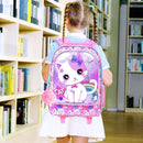 Girls Rolling Backpack, Cute Cat Roller Wheels Kids Bookbag - Wheeled Elementary School Bag - 3PCS Cat by TinyTreasures Baby Boutique