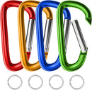 sprookber 4" & 5" Extra Large Aluminum Carabiner D Ring, Caribeener Clips, Spring Snap Hook for Keychain Clip, Set of 4 by TinyTreasures Baby Boutique