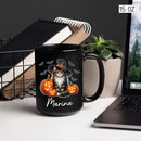 Personalized Name Norwegian Forest Halloween Coffee Mug, Custom Norwegian Forest Witch Hat Ceramic Cup, Cat with Pumpkins Mug 11oz 15oz, Halloween Cat Black Cup Gift for Boy Girl Pet Owner by TinyTreasures Baby Boutique