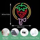 Strawberry Neon Sign USB Powered Sweet Fruit Led Light Up Sign Dimmable Funny Neon Light Wall Decoration for Home Kitchen Fruit Market Dessert Shop Farmhouse Restaurants by CozyNest Decor