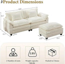 URRED Modular Sectional Sofa Comfy Cloud Couch, Modern Chenille Sofa Sleeper Deep Seat Couches with Ottoman/Pillows for Living Room (White, 82.6''- L Shape) by CozyNest Decor