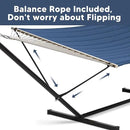 SUNCREAT 2 Person Free Standing Hammock with 15 ft Stand, 475 lbs Capacity, Backyard Hammock with Stand, Navy by GreenHaven Gardens