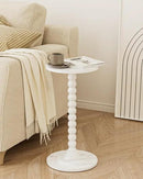 Masupu Round Side Table, Small Drink Table for Small Spaces, Pedestal End Table with Solid Wood Leg for Living Room, Bedroom, Corners(Marble White) by CozyNest Decor