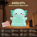 Axolotl Alarm Clock with Night Light for Kids, 7 RGB Color Cute Alarm Clocks for Bedrooms Ok to Wake Clocks, Silicone Animal Tabletop Lamp for Teen Girls Boys, Green by TinyTreasures Baby Boutique