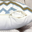 Alysheer Embroidered Decorative Throw Pillow Cover 18"x 18" Set of 2, Classic Boho Geometric Embroidery Pattern Cotton Rectangular Cushion Case for Sofa Couch Living Room Bedroom (Blue Khaki) by CozyNest Decor