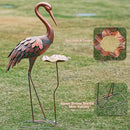 Crane Garden Statue, 42'' Heron Outdoor Statue with Birdbath, Large Crane Bird Metal Yard Art for Lawn Porch Backyard Patio Decor (Brown) by GreenHaven Gardens