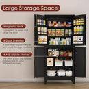 75" H Metal Storage Cabinet, Pantry with 6 Door Shelves and 4 Adjustable Shelves, Leveling Foot for Kitchen, Living Room and Dinning Room, Black by CozyNest Decor