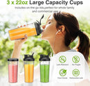 KOIOS Blender for Smoothies,Personal Blender for Shakes and Smoothies with 3 * 22oz To-Go Cups,22000 RPM Smoothie Maker,Detachable 6-leaf Blade Portable Blenders for kitchen,Black by TinyTreasures Baby Boutique