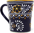 Encantada Handmade Hand-Painted Authentic Mexican Pottery Mugs (2-Pack, Blue Helecho) by CozyNest Decor