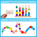 Montessori Toys for 2 3 4 Year Old Kid Boy Girl Toddler, Montessori Wooden Beads Sequencing Toy Set, Lacing Beads & Stacking Block & Matching Shape Stacker, STEM Preschool Learning Toy Birthday Gift by TinyTreasures Baby Boutique