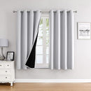 ChrisDowa 100% Blackout Curtains for Bedroom with Black Liner, 2 Thick Layers Total Blackout Thermal Insulated Grommet Window Curtains 2 Panels Set (Greyish White, 52 x 54 Inch) by TinyTreasures Baby Boutique
