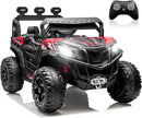 ANPABO 24V 4X4 Ride on Car Truck w/Remote Control, 4WD/2WD Switchable Kids UTV, 19" Spacious Seat, 4 Shock Absorbers, Soft Start, Music Player, Electric Car for Kids Ages 3+(Red) by TinyTreasures Baby Boutique