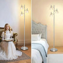 Brushed Nickel Floor Lamp 66.5'' Tall Standing Lamp Dimmable Tree Floor Lamps with 3 LED Lights Glass Shades Silver Lamp for Living Room Bedroom Office(3 Bulbs Included) by CozyNest Decor