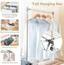 Tangkula Foldable Clothes Drying Rack, 2-Tier Laundry Drying Rack w/Tall Hanging Bar, Height Adjustable Gullwing, Freestanding Garment Stand for Indoor Outdoor Use by CozyNest Decor