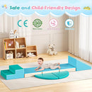 Lischwert Foam Climbing Blocks for Toddlers 1-3, 5pcs Foldable Soft Play Set with Crawling Exploration Toys - Indoor Infant Safe Blocks for Baby Gym & Toddler Playground - Blue by TinyTreasures Baby Boutique