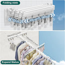 Hoimpro White 51" Clothes Drying Rack Retractable Foldable Wall Mounted, Tri-Fold Space Saving Collapsible for Hanging Clothing Coat, Ideal for Patio, Laundry Room Organization and Storage, Bathroom by CozyNest Decor