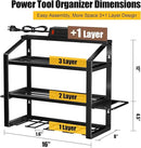 Power Tool Organizer With Charging Station, Heavy Duty Steel 4 Slots, Tool Battery Holder with 4 Outlet Power Strip, Easy To Install Garage Storage Rack for Workshop/Shed Gift For Men by GreenHaven Gardens
