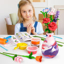 Drama Planet Flower Craft Kit for Kids, Make Your Own Flower Bouquet with Air Dry Clay, Arrange Clay Flowers & Create Personalized Art, Great Gifts for Girls by TinyTreasures Baby Boutique