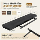 36"x6.8"x1.6" Slanted Floating Wall Shelves 2-Pack - Rustic Black Finish, Heavy-Duty Solid Wood Design with Hidden Brackets - Perfect for Living Room, Kitchen, Bathroom, or Office by CozyNest Decor