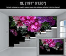 WFBHUA-Purple Peony Floral Wallpaper Tropical Botanical Leaf Rose Flower Wall Mural for Bedroom(Not Peel and Stick) by CozyNest Decor