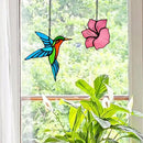 2 Pack Stained Glass Hummingbird with Flower Suncatcher for Window Hanging Ornament, Sun Catchers Indoor Window, Stained Glass Birds with Flower Gifts for Women, Mom, Birds Lovers by GreenHaven Gardens