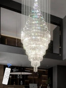 Flashing God D59''X H120'' Extra Large Chandeliers for High Ceilings Crystal Raindrop Chandeliers Large Villa Chandelier Entrance Foyer Ceiling Light LED Dimmable 2700K-6000K by CozyNest Decor