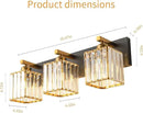 Modern Bathroom Vanity Light 3-Lights Black Gold Crystal Bathroom Wall Light Vanity Light Fixtures，20.47-inch Modern Minimalist Design by CozyNest Decor