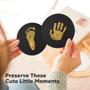 2-Pack Round Inkless Baby Hand and Footprint Kit - Mess Free Ink Pad for Newborn Keepsake, Dog Nose & Paw Print Kit, Clean Touch Ink Pad for Baby Hand & Footprints, Ideal New Mom Gifts (Gold) by TinyTreasures Baby Boutique