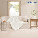 YnM Cooling Chunky Throw Blanket, Medium-Weight, Hand Knitted, Skin Friendly, Ventilated and Breathable, Machine Washable, Home Décor Piece for Couch, Sofa and Bed (White, 60x80 Inch) by CozyNest Decor
