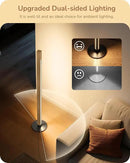 EDISHINE Corner Floor Lamp, Upgraded Dual-Sided Lighting, Wooden Floor Lamps for Living Room, Standing Lamp with Remote/Foot Control, 7CCT & Dimmable Floor Lamp for Bedroom, Office, Natural Wood by CozyNest Decor