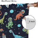 Cartoon Dinosaur Curtains for Kids Boys Girls Home Decor, Astronaut Rocket Funny Outer Space Blackout Rod Pocket Window Drapes for Bedroom Living Room W26xL84in 2 Panels by TinyTreasures Baby Boutique