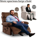 Oversized Power Recliner Chair 350lb with Hidable Cup Holders, Extra Wide Large Big Electric Recliner Chair with Lumbar Support Pillow Nursery Chair Living Room (Manual, BROWN-6002-1) by CozyNest Decor